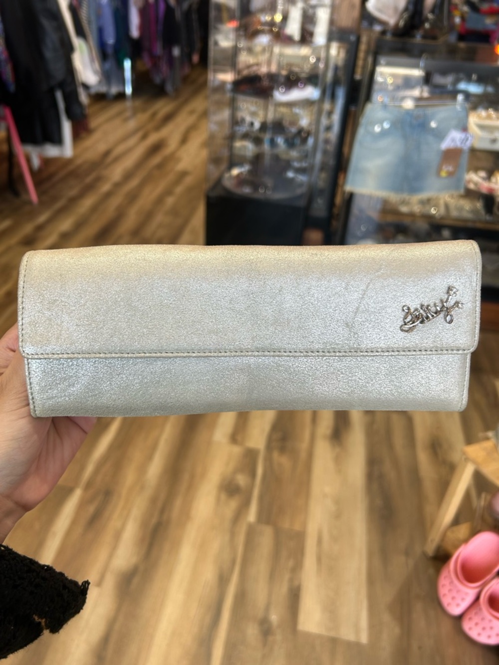 Juicy Couture Silver Suede Wallet/Clutch